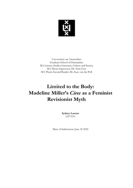 Madeline Miller's ​Circe​ As a Feminist Revisionist Myth