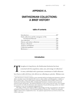 Smithsonian Collections: a Brief History
