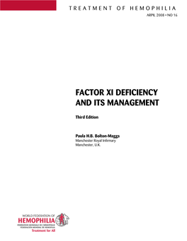 Factor Xi Deficiency and Its Management