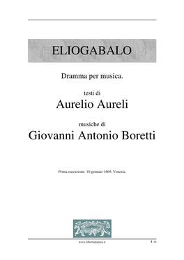 ELIOGABALO Aurelio Aureli Giovanni Antonio Boretti