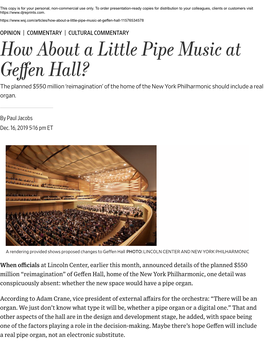 How About a Little Pipe Music at Geffen Hall?