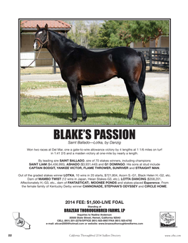 BLAKE's Passioncs402201origjockeyclubpagesent11-8-2013-No Changes 11-27-2013 1004Am V7:Layout 1 12/3/13 11:20 AM Page1