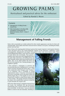 GROWING PALMS Horticultural and Practical Advice for the Enthusiast Edited by Randal J