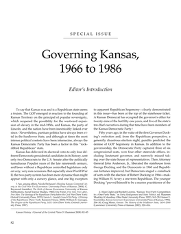 Governing Kansas, 1966 to 1986