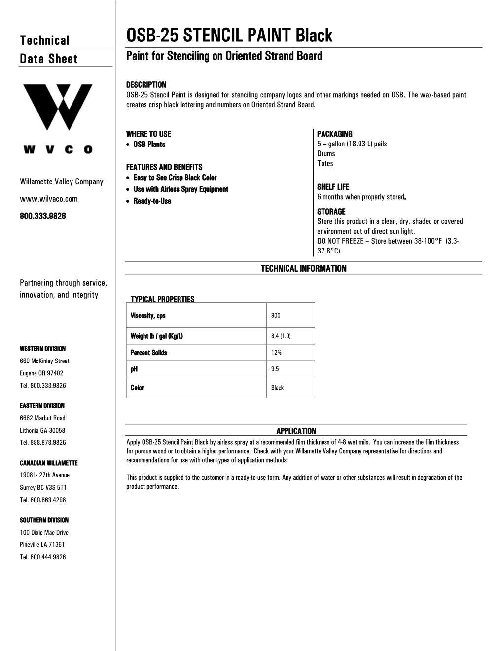 OSB-25 STENCIL PAINT Black Data Sheet Paint for Stenciling on Oriented Strand Board