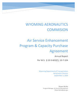 Wyoming Aeronautics Commision Air Service Enhancement Program
