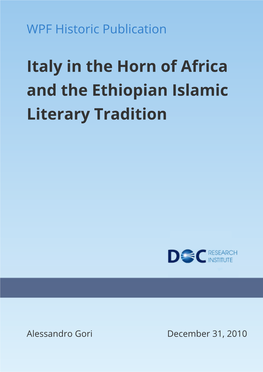 Italy in the Horn of Africa and the Ethiopian Islamic Literary Tradition