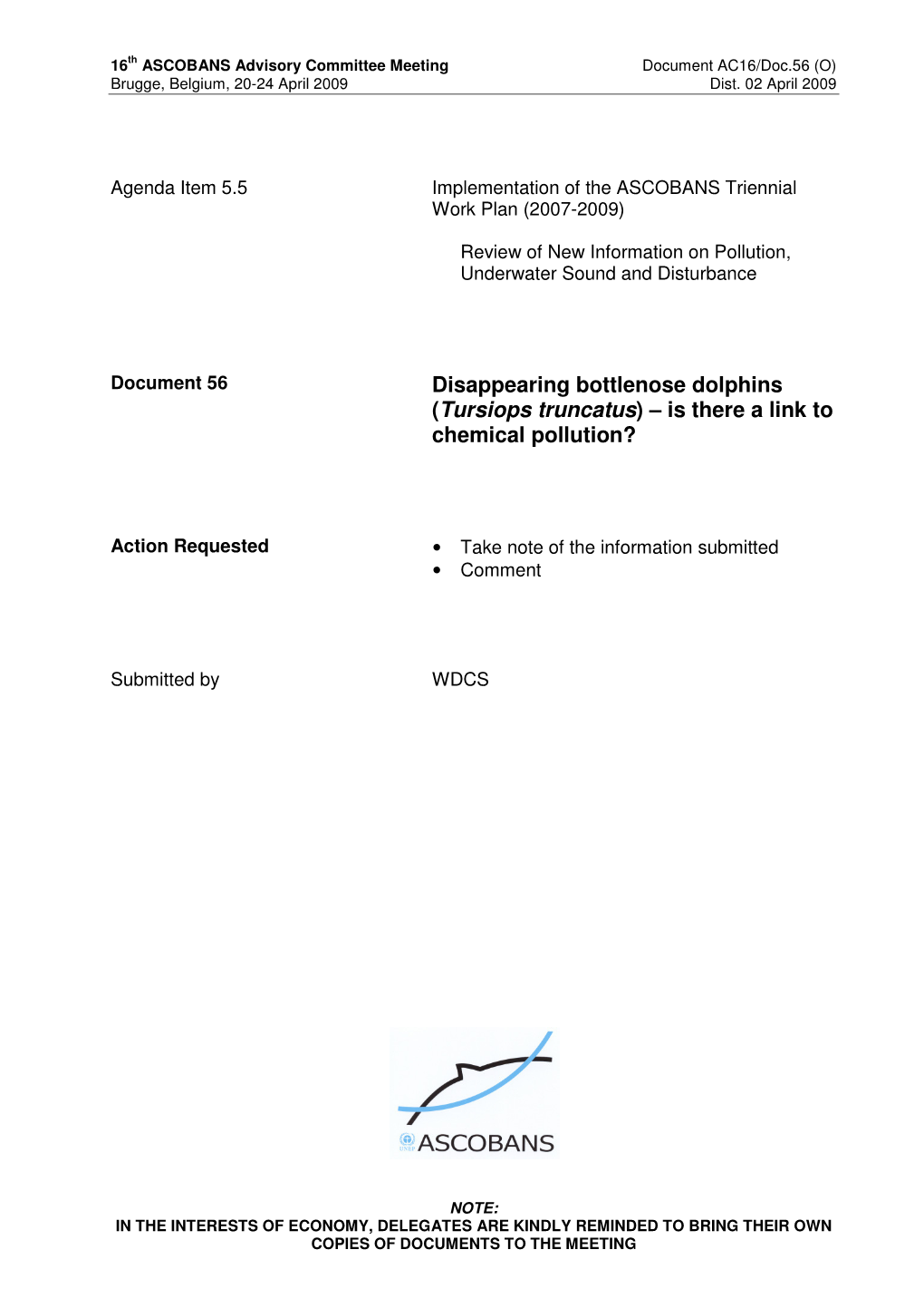 Disappearing Bottlenose Dolphins (Tursiops Truncatus) – Is There a Link to Chemical Pollution?