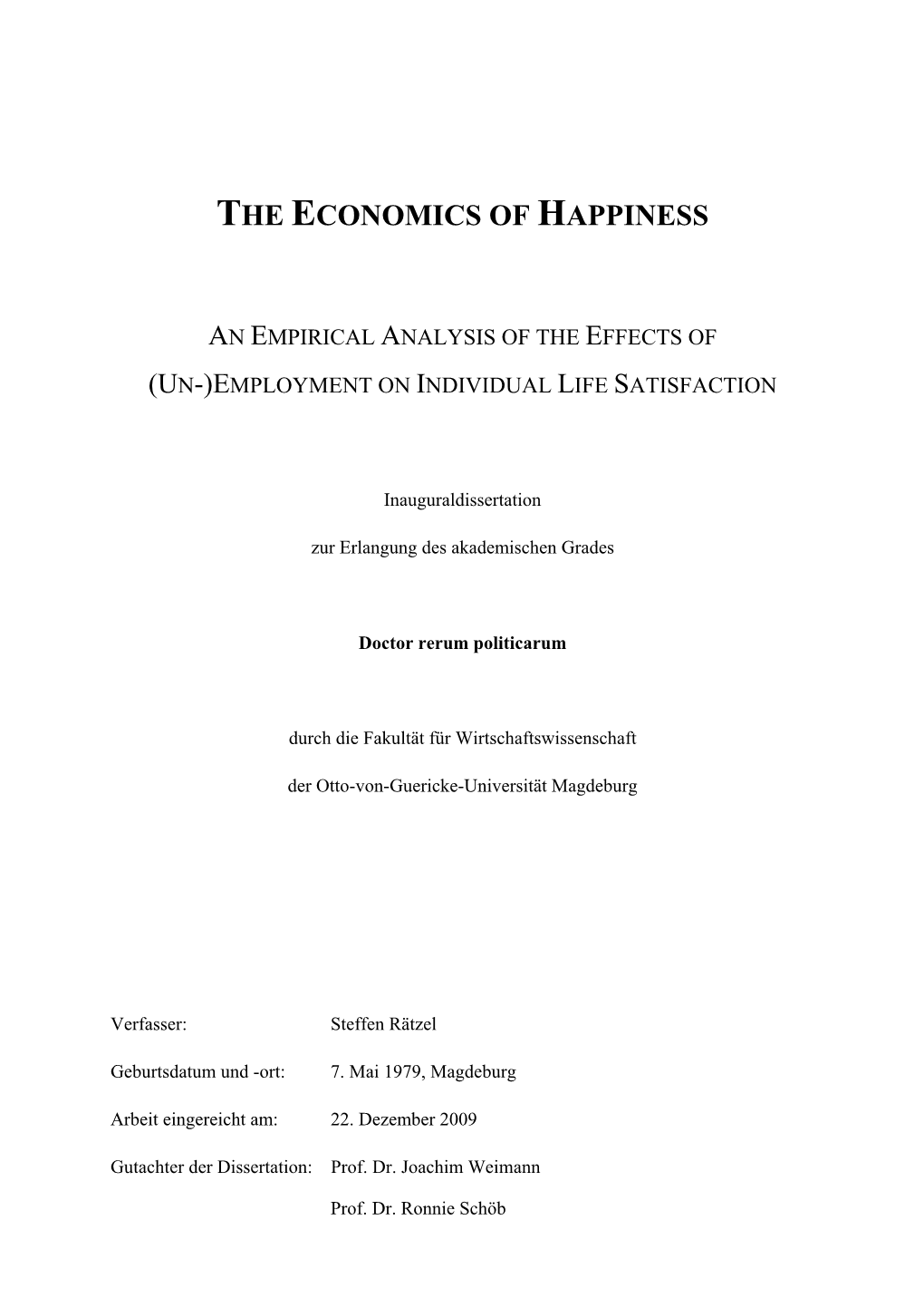 The Economics of Happiness