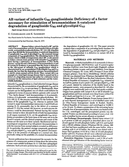 AB Variant of Infantile GM2 Gangliosidosis: Deficiency of A