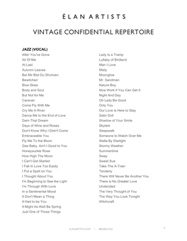 Vintage Confidential Repertoire