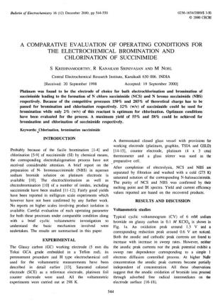 A Coniparative Evaluation of Operating Conditions for the Electrochemical Bromination and Chlorination of Succinimide