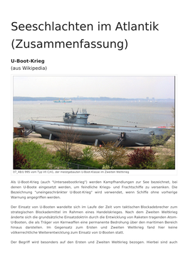 Seeschlachten Im Atlantik (Zusammenfassung)