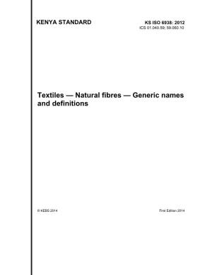 Natural Fibres — Generic Names and Definitions