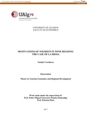 Motivations of Tourists in Wine Regions: the Case of La Rioja