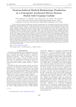 Neutron-Induced Medical Radioisotope Production in a Conceptual Accelerator-Driven System, Fueled with Uranium Carbide A.B