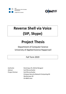 Reverse Shell Via Voice (SIP, Skype) Project Thesis