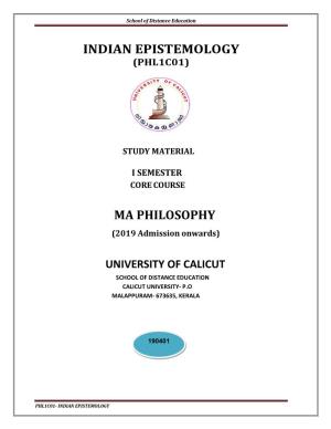 Indian Epistemology Ma Philosophy