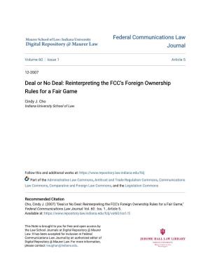 Reinterpreting the FCC's Foreign Ownership Rules for a Fair Game