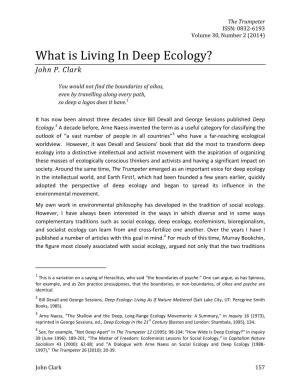What Is Living in Deep Ecology? John P