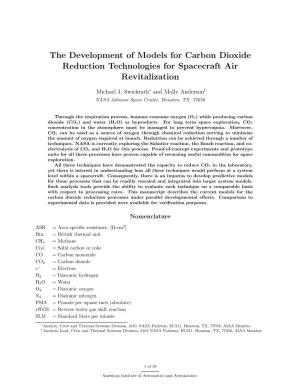 The Development of Models for Carbon Dioxide Reduction Technologies for Spacecraft Air Revitalization