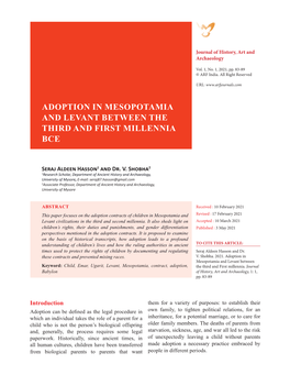 Adoption in Mesopotamia and Levant Between the Third and First Millennia Bce