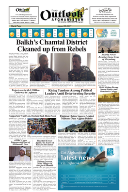 Balkh's Chamtal District Cleaned up from Rebels