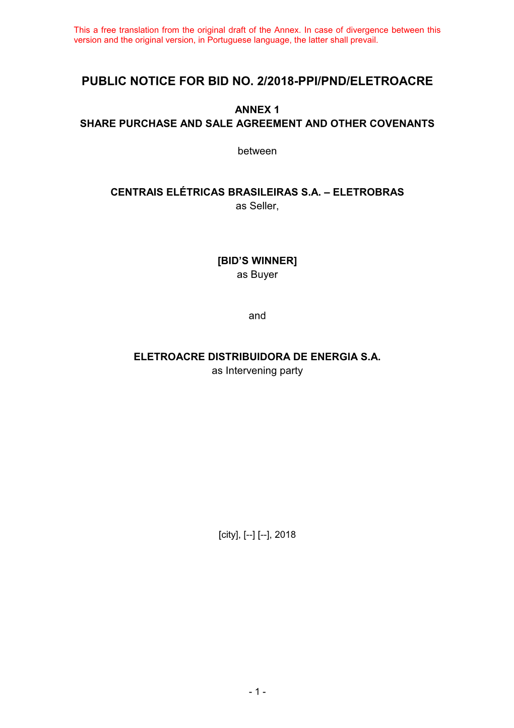 Annex 1 Share Purchase and Sale Agreement and Other Covenants