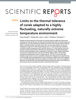 Limits to the Thermal Tolerance of Corals Adapted to a Highly Fluctuating, Naturally Extreme Temperature Environment