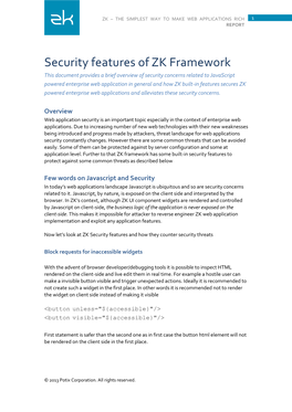 Security Features of ZK Framework