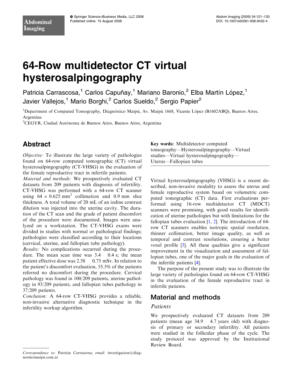 64-Row Multidetector CT Virtual Hysterosalpingography