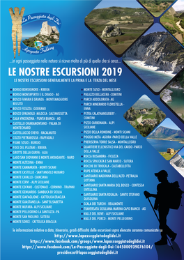 Programma Escursioni 2019