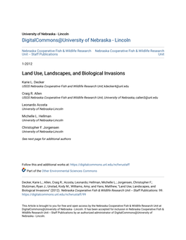 Land Use, Landscapes, and Biological Invasions