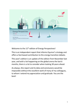 Welcome to the 11Th Edition of Energy Perspectives! This Is An