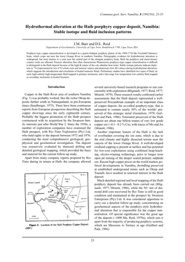 Hydrothermal Alteration at the Haib Porphyry Copper Deposit, Namibia: Stable Isotope and Fluid Inclusion Patterns