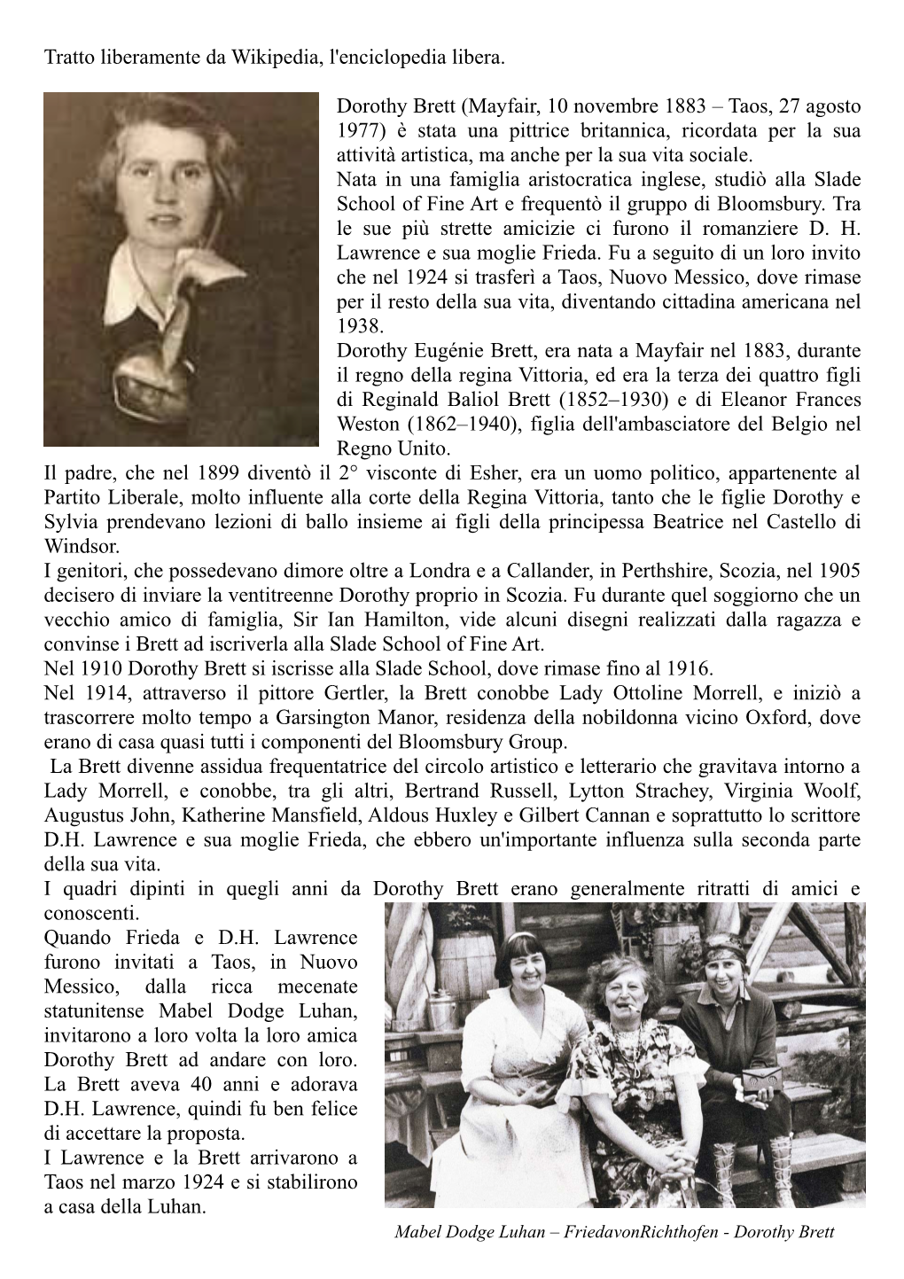 Tratto Liberamente Da Wikipedia, L'enciclopedia Libera. Dorothy Brett