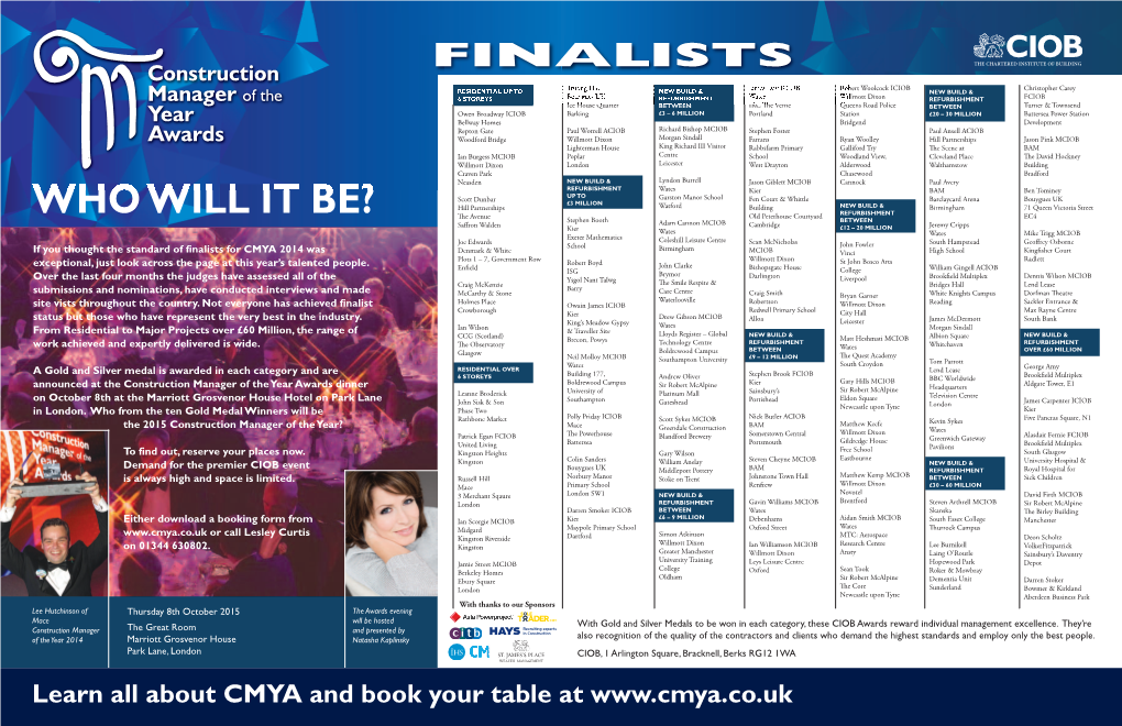 2015 CMYA Finalists