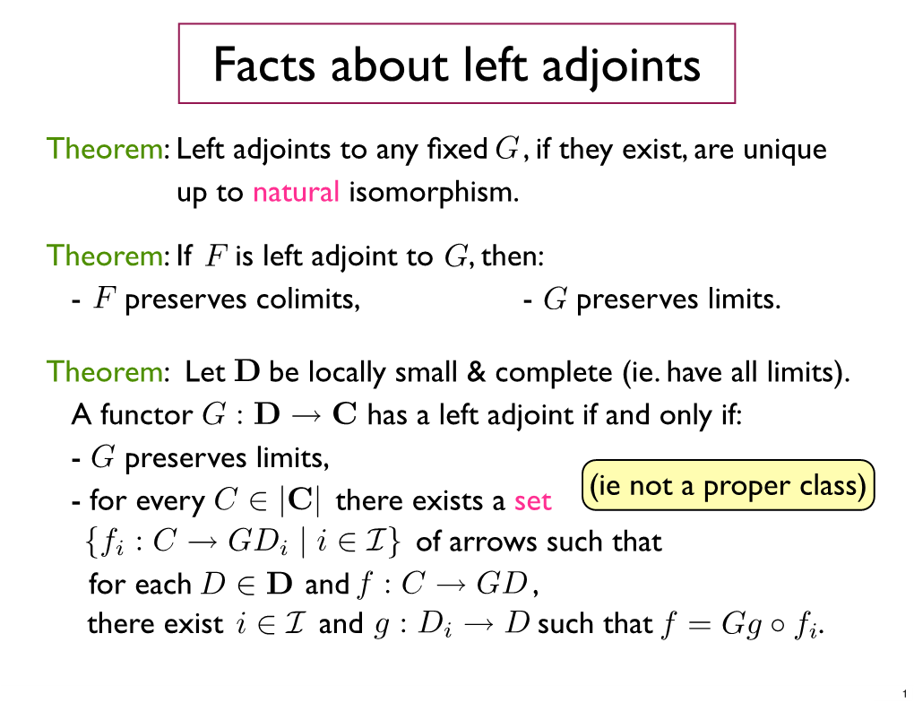 Facts About Left Adjoints