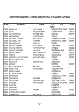 Liste Des Entreprises Inscrites Au Registre Des Transporteurs De Voyageurs De Haute-Saone