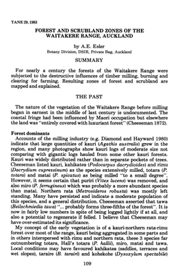 Forest and Scrubland Zones of the Waitakere Range, Auckland, By