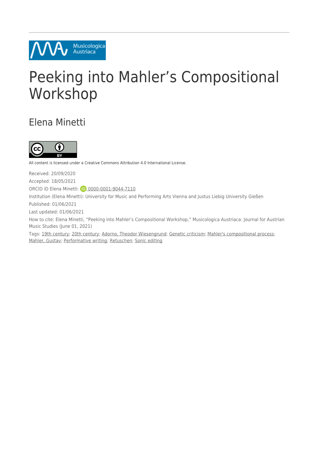 Peeking Into Mahler's Compositional Workshop