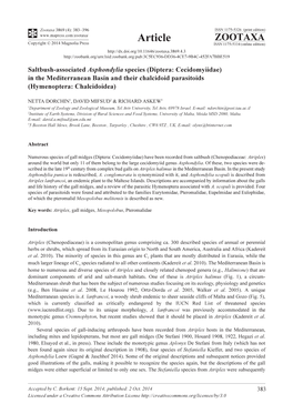 Saltbush-Associated Asphondylia Species (Diptera: Cecidomyiidae) in the Mediterranean Basin and Their Chalcidoid Parasitoids (Hymenoptera: Chalcidoidea)