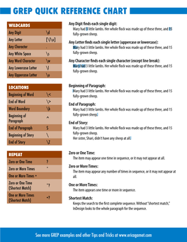 Grep Quick Reference Chart