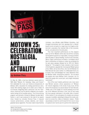Motown 25: Celebration, Nostalgia, and Actuality