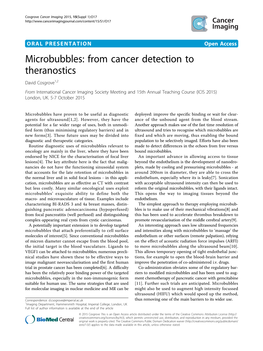 Microbubbles: from Cancer Detection to Theranostics