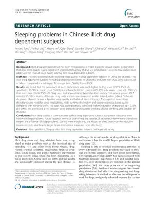 Sleeping Problems in Chinese Illicit Drug Dependent Subjects