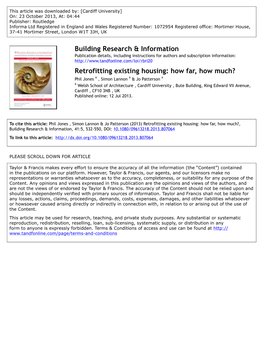 Building Research & Information Retrofitting Existing Housing