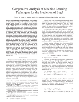 Comparative Analysis of Machine Learning Techniques for the Prediction of Logp