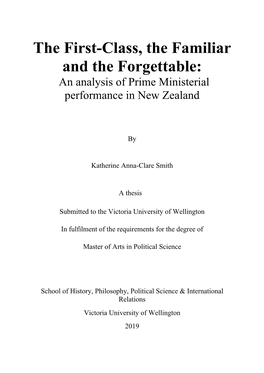 The First-Class, the Familiar and the Forgettable: an Analysis of Prime Ministerial Performance in New Zealand
