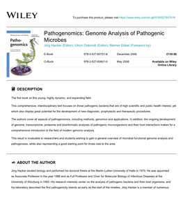 Pathogenomics: Genome Analysis of Pathogenic Microbes Jörg Hacker (Editor), Ulrich Dobrindt (Editor), Werner Göbel (Foreword By)